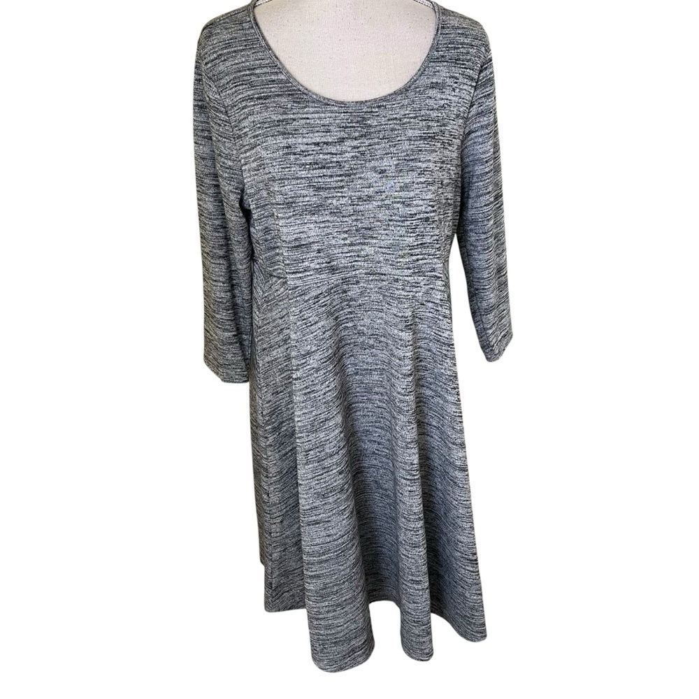 Motherhood Maternity Grey Marled Knit Scoop Neck 3/4 Sleeve Dress 1X